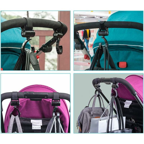 Vagnkrokar, 2 st Vagnväskhängare för Yoyo-vagnar Universal Vagnklämma Tillbehör (2-pack)
