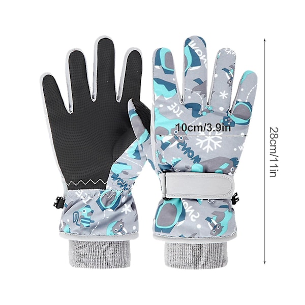 Vanntette, sprutsikre, varme og myke skihansker for barn, gutt og jente Grey L-Palm Width 3.9In
