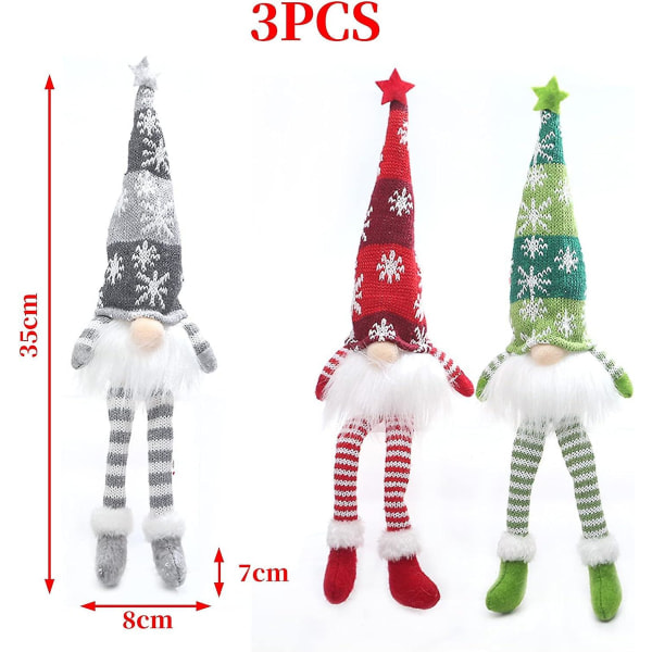 Tomte Dekoration, Lysande Tomte, Tomte Plyschdocka, Led Miniatyrfigurer Set om 3 för Sovrum Eldstad