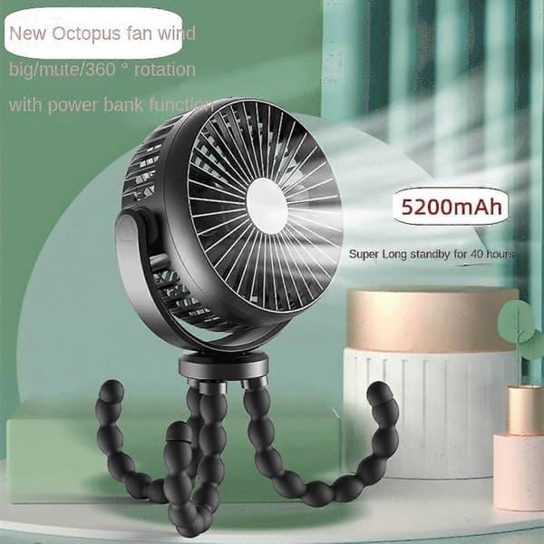 Blæksprutte Ventilator Klapvogn Usb Håndholdt Ventilator Multifunktionel Mini Ventilator