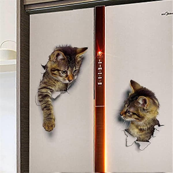 Söta 3D Katt Väggdekaler 3-pack Väggdekaler Flickor Pojkar Sovrum Vardagsrum Väggdekor Cat 1