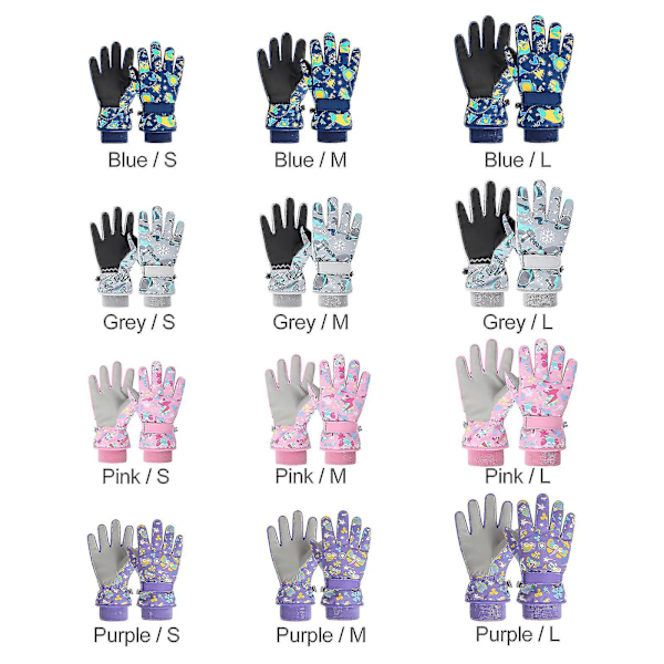 Vattentäta skidhandskar för barn, stänksäkra varma mjuka handskar för pojkar och flickor Purple S-Palm Width 3.5In