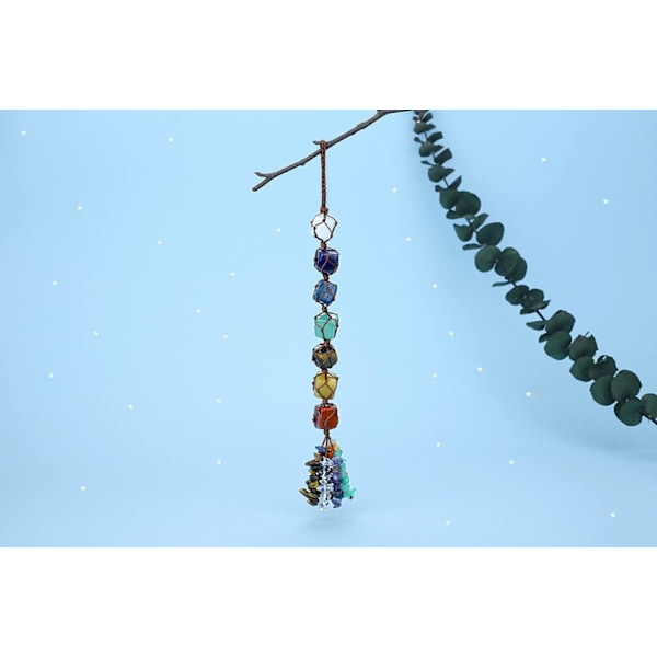 Krystal Hængende Healing Krystaller Ædelstene Dekoration Tumbled Stene Bil Bakspejl Væghængende Krystaller Reiki Krystal Gaver Seven Chakras