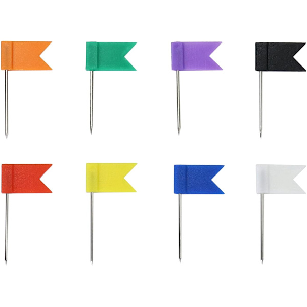 160 stk. Farverige Kortnåle, Flag Push Pins Kortnåle med Stålspids til Opslagstavler og Kort Hjemme Kontor Skole 8 Assorterede Farver