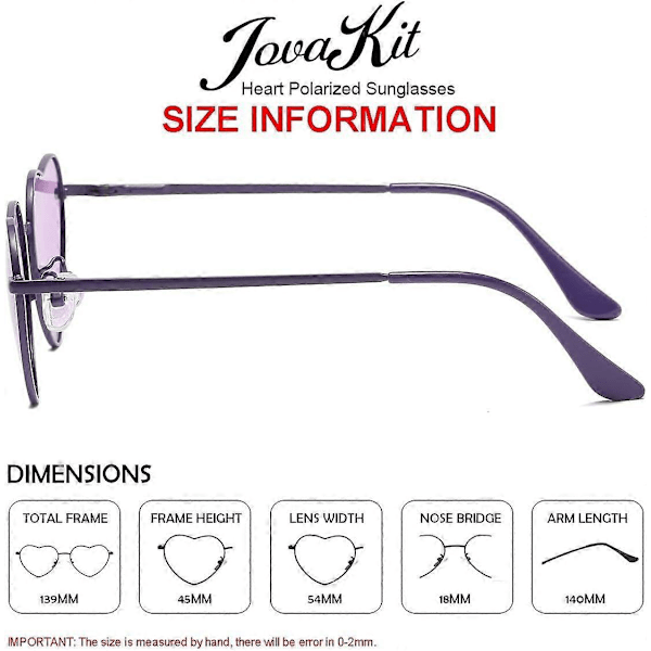 SDIGV Polariserte Hjerte Solbriller for Kvinner Mote Nydelig Stil Metallramme UV400 Beskyttelse Linse All Purple Clear Purple