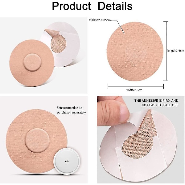 Sensorbeskyttelse for Freestyle Libre, Vanntette Sensor-klebepatcher CGM Sensorbeskyttelse Uten Lim Brown 10pcs