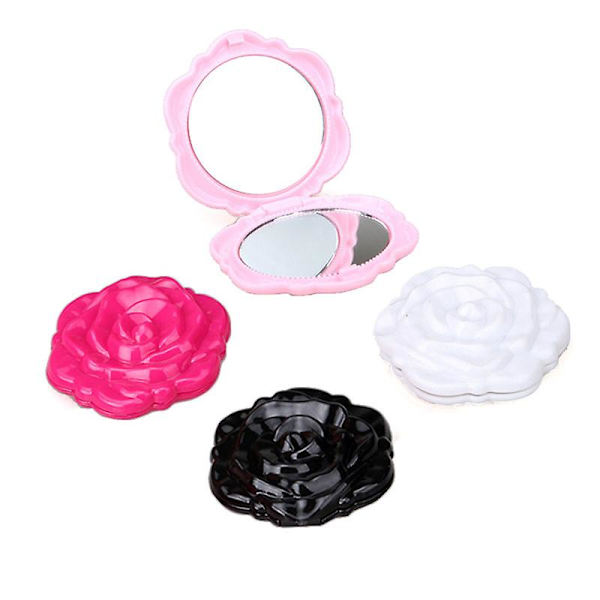 Mini Spegel Retro Ros Blomma Portabel Liten Ficksminkspegel Dubbelsidig Handspegel Kompakt Kosmetisk Skönhetsverktyg Rose