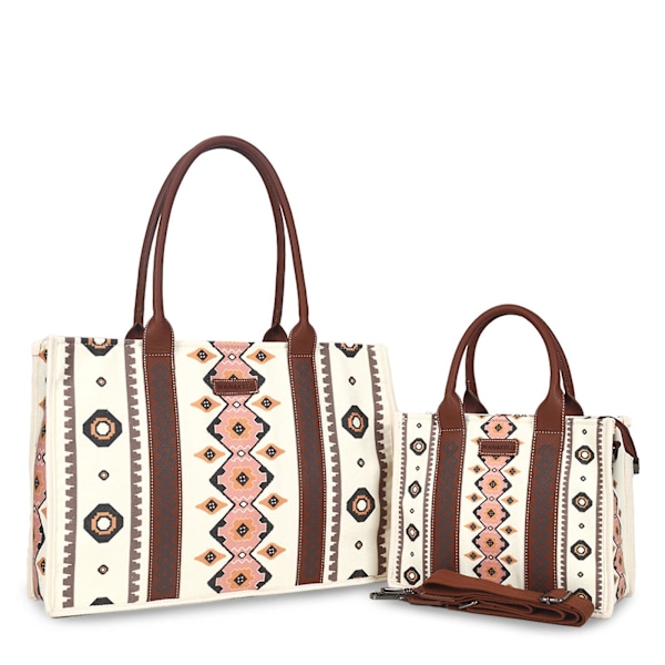 Wrangler Tote Bag Western Väskor för Kvinnor Axelremsväska Boho Aztec Handväskor NY Off-white S