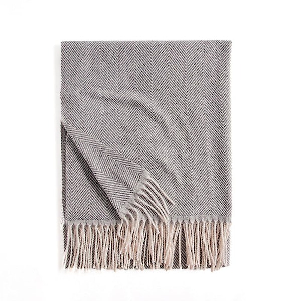 Ensfarget Bølge Lett Stripet Nytt Skjerf Dame Vinter Frisk Søt Macaron Monokrom Mellomlang Light gray 70*180cm