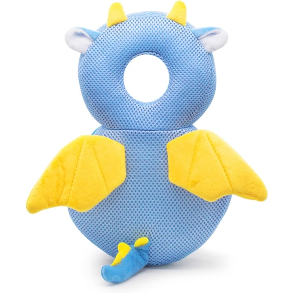 Babyhuvudskydd, Babyhuvudskyddsryggsäck, Justerbara småbarnshuvudskydds säkerhetsdynor, för 4-24 månader baby som lär sig gå Grid Dragon
