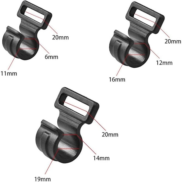 10-pak teltkroge camping campingvogn markise plastik indvendige clips klatring fiskekroge sort 16x20x12mm