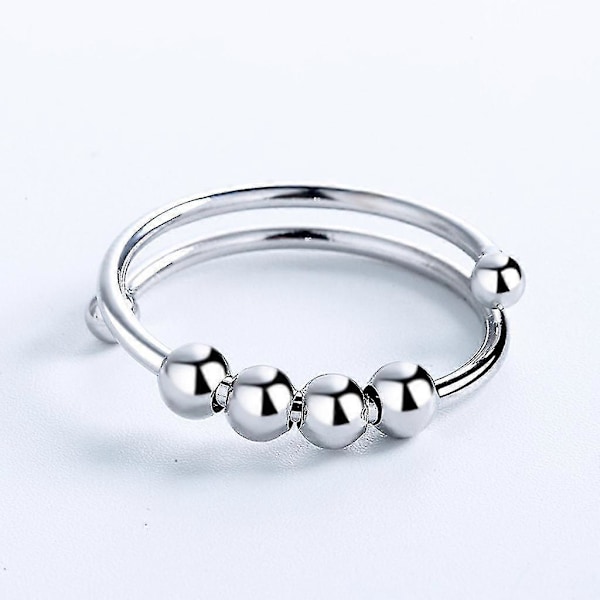 Kvinnor Roterbara Fidget Pärlor Ringar Enkel Spiral Spinner Pärlor Ring Anti Stress Ångest Öppningsbar Fredsring Smycken