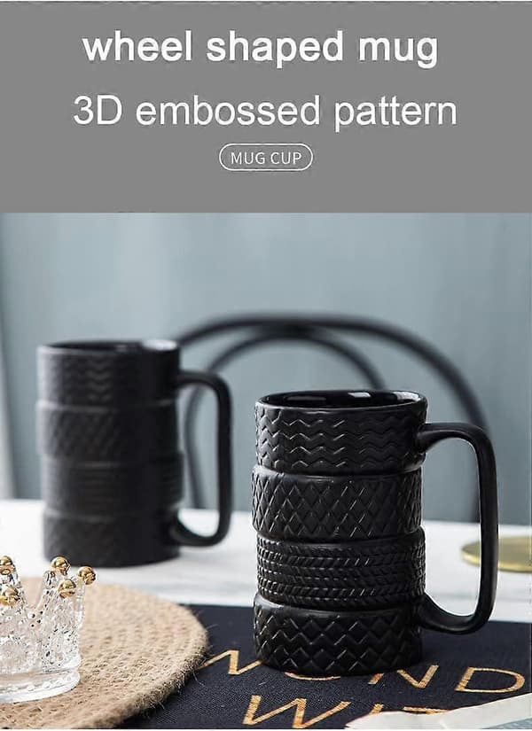 500ML Kreativ Däckformad Keramikmugg Keramikhjul Kaffemugg 3D-mugg Presentmugg