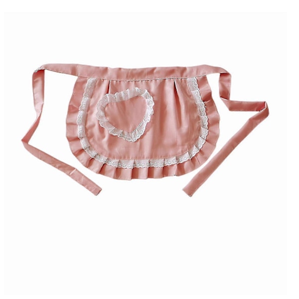 Retro Forkle Midjeforkle Midjeforkle For Jenter Tight Kostyme Hvit Bomull Halvforkle Fest Hot Pink
