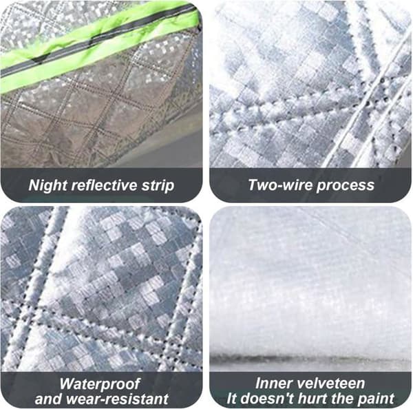 UV-resistent, vandtæt og haglresistent bilovertræk med reflekterende striber, universel pasform.
