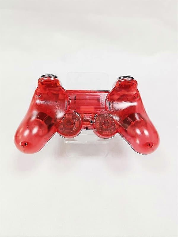Til Sony PS2 Trådløs 2.4GHz Dual Vibration Controller Gamepad Gennemsigtig Red
