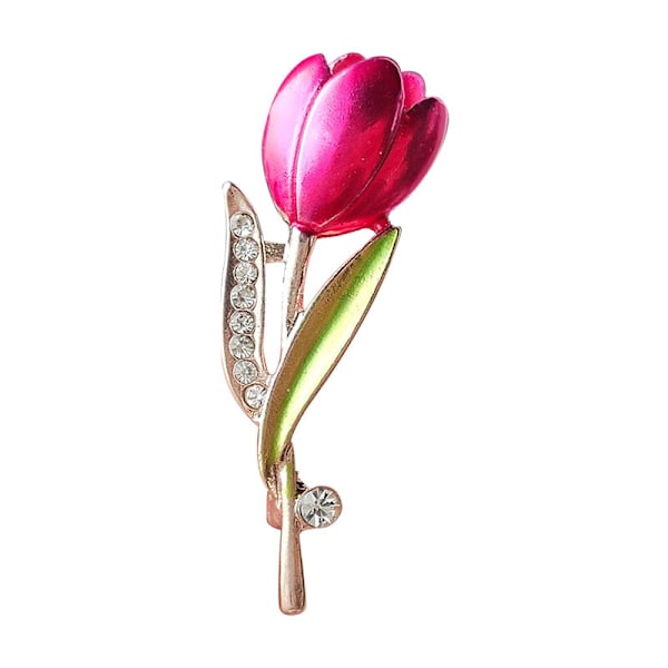 Rhinestone Blomsterbrosje Tulip Blomsterbukett Brosje Elegant Blomst Emalsje Pin Vintage Brud Bryllup Korsasje Lapel