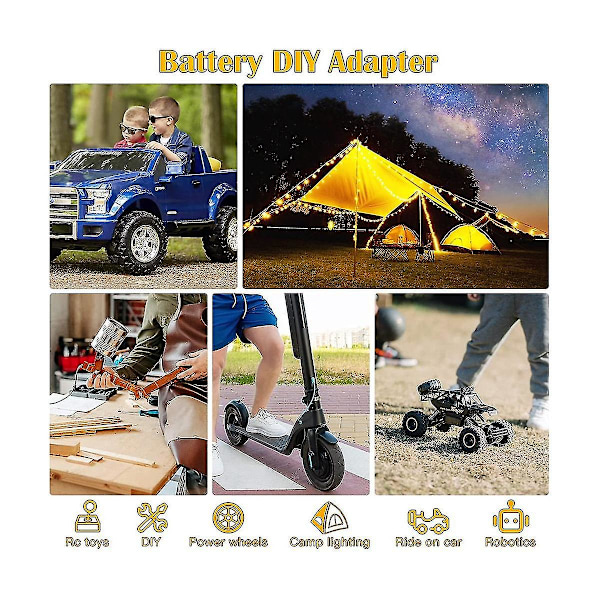 Batteriadapter med Säkring och Strömbrytare för 20V /18V DCB206 Li-Ion Batterier Strömkontakt A