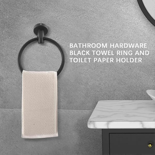 2 stk. badeværelseshardware sort håndklædering og toiletpapirholder rustfrit stål badeværelse håndklæde