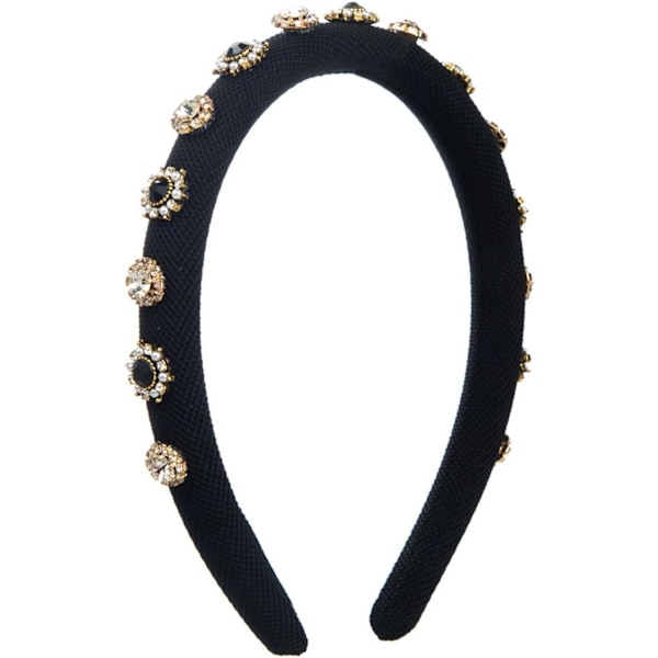 1 st. Bröllopshårtillbehör med utsmyckade strass pannband Barockpärlor Pärlade hårband Black