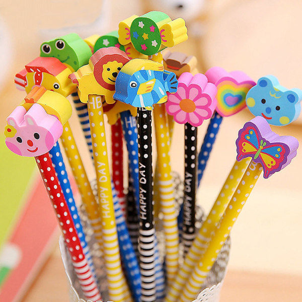 5-Pack - Pencils / Pencils with Eraser - Animal multicolour