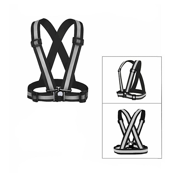 Fornnerg Justerbar Säkerhetsväst Hög Synlighet Reflexväst Elastisk Rem Jacka Black