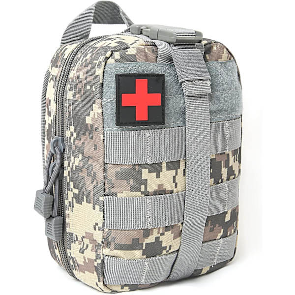 Taktisk första hjälpen-väska, akut överlevnadsväska för första hjälpen, första hjälpen-väska lämplig för utomhusvandring campingklättring resor Camo Grey