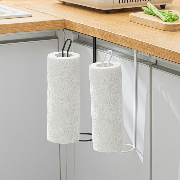 Vinstativ for tørking av vinglass - Ingen boring - Oppbevaring - Hengende stativ for plastfolie og papirhåndklær hvit white