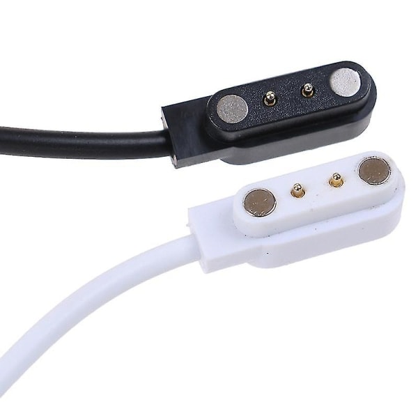 Magnetisk 2-pin 4mm avstånd handledsladdningskabel för smartklocka SVART