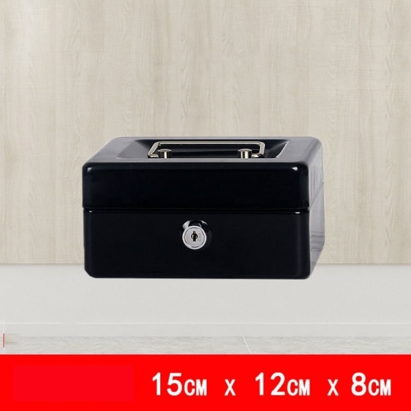 Metall Kassaskåp BLACK 15cm x 12cm x 8cm