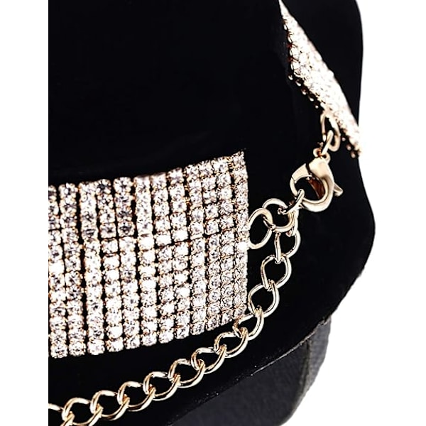Rhinestone Statement Halskjede for Kvinner Tassel Bib Choker Krage Chunky Kostymesmykker A