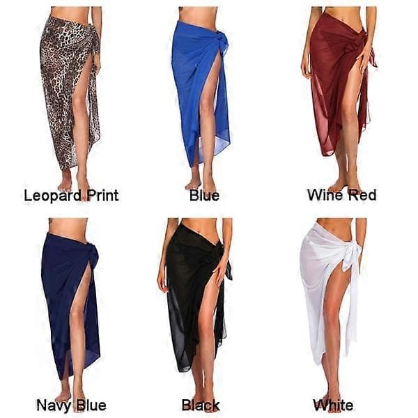 Lång Sarong Omslag Dam Chiffong Strandklänning leopard print