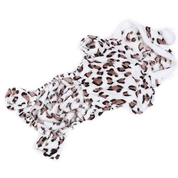 Sødt leopardprint kostume til kæledyr med hætte til efterår og vinter