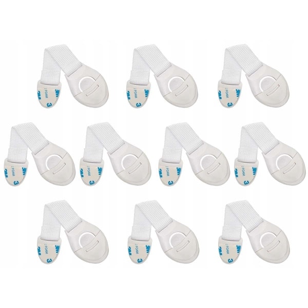 10x skåpslås / lådlås / barnsäkerhetsspärr vit