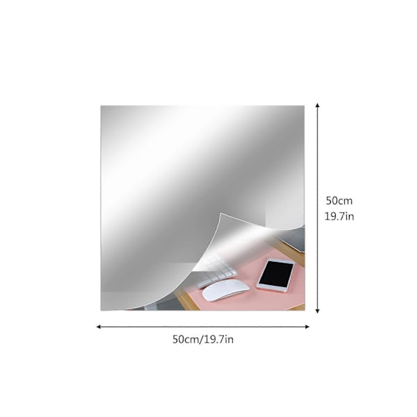 Självhäftande Akryl Spegel, Spegelplattor, Flexibla Spegelark Väggdekaler, Ramlös Spegel 50cm*50cm*0.1mm