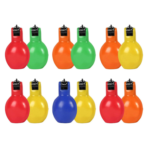 2 Stycken Handpress Visselpipor Högljudda Sportvisselpipor för Vandring Inomhus Utomhus gul och röd yellow and red 12cmx6.5cm