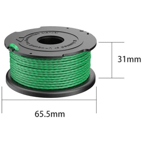 Förpackning med 2 gröna trimmerlinspolar för Black & Decker GL7033 GL8033 GL9035 A6482
