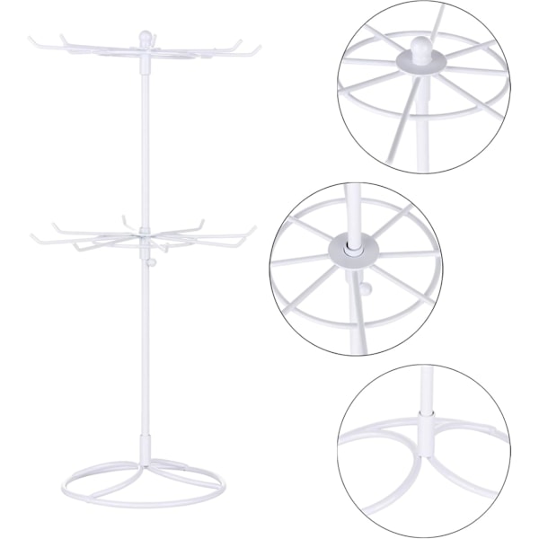 Smykkering Display Stativ Holder Rack, Roterende Smykkestativ, 2-Lags Armbånd Halskjede Oppbevaringsstativ Nøkkelring Display Henger Gave til Jenter Kvinner A