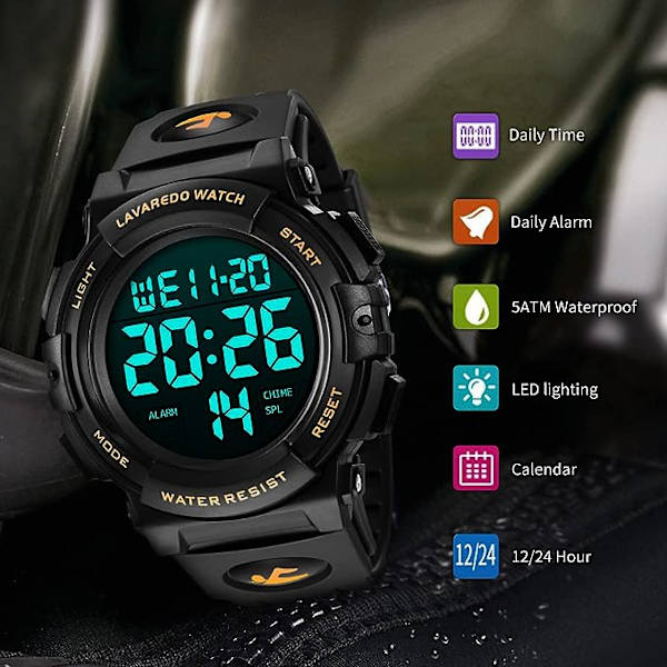 Herrar Digital Klocka - Sport Militär Svart Klocka 50m Vattentät Utomhus Chronograph Herrar Militär Klocka