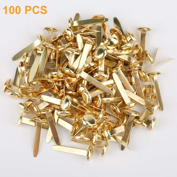 100 stk. mini armbånd, messingfastgørere 16 x 8 mm, messingfarvede papirclips til hobby og scrapbooking Mix colors