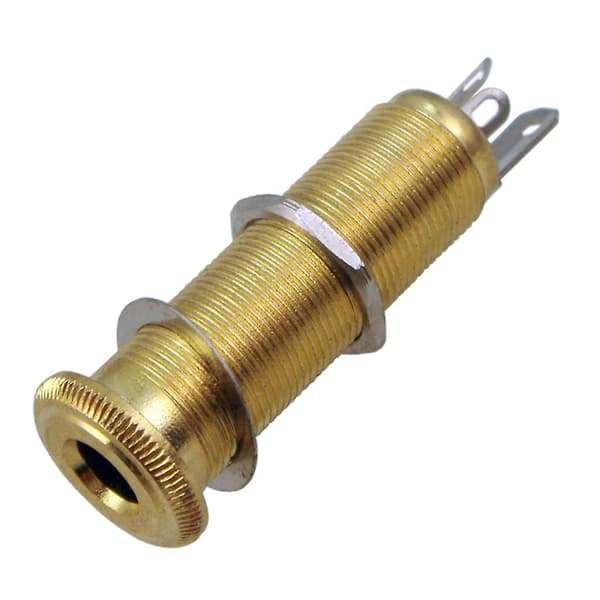 2xGuitar Bas Pickup Gevind Cylinder Jack Output Input Stik Guld