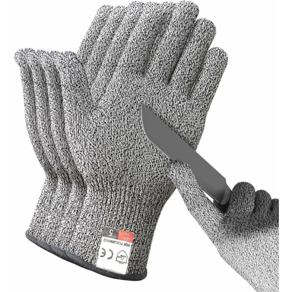 Pairs of Cut Resistant Gloves, EN 388 Certified Level 5 Cut Resistant Gloves, Safety Work Gloves for Kitchen, Butcher, Gardening, DIY, L Gray