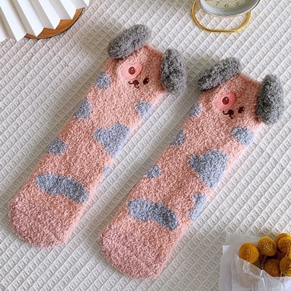 Par Vinter Koral Fleece Sokker Kvinder Tykke Varme Sokker Fuzzy Gulvsokker Jul Fødselsdag d
