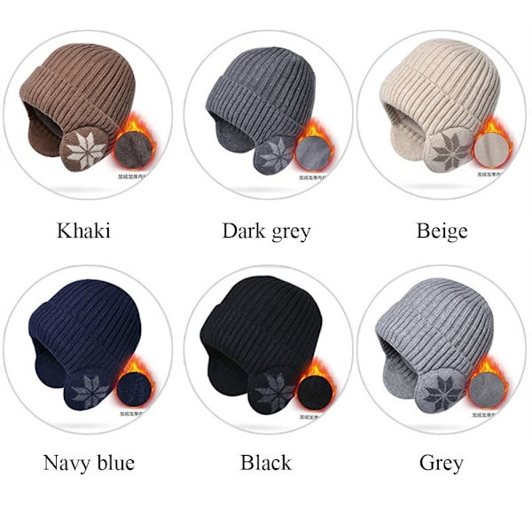 Vinter Blød Plys Strikket Hue Mænd Kvinder Vindtæt Sport Øreklapper Hue Solid Mode Hue Hatte Light gray
