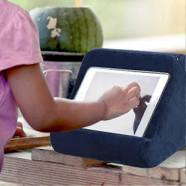 Pehmeä tablettitukityyny, monikulmainen iPad-teline verkkotaskulla Grey