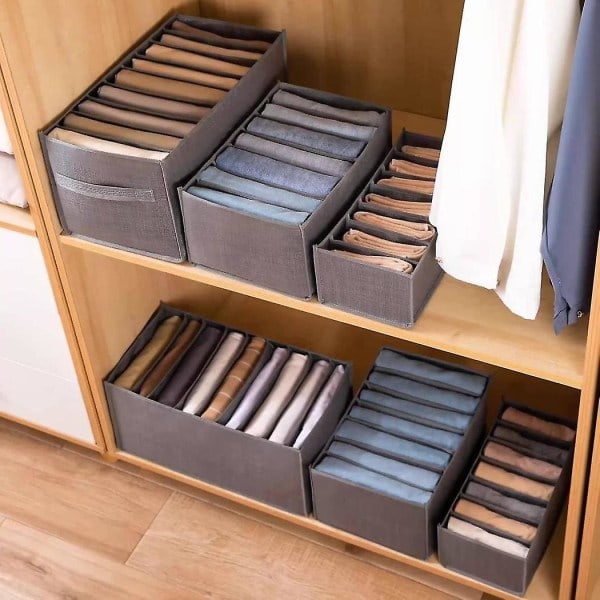 6 stk skuffer for jeans Bukser T-skjorte Oppbevaringsbokser Organizer Skap Garderobe Skuffer Orga