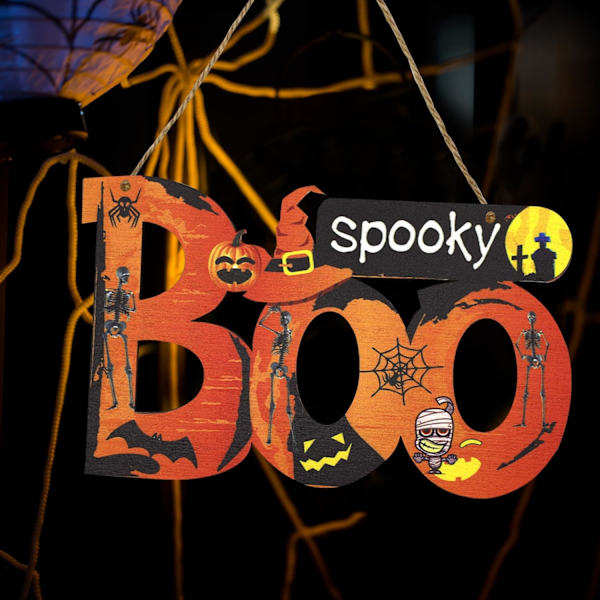 Halloween-koristeet, Halloween-puinen riippuva kyltti Kurpitsa-keskipisteet Boo-koriste juhliin ja illalliseen BOO