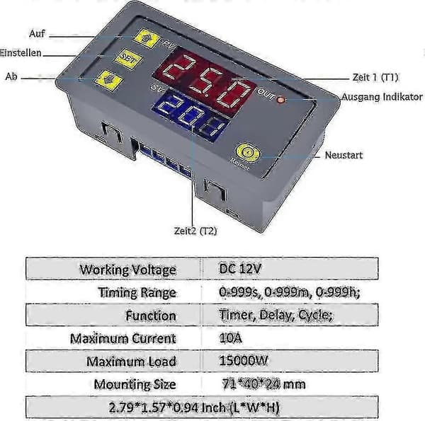 12v Tidsrelä 12 Volt Timerrelä Utomhus 10a Digitalt Avstängningsrelä Justerbar Gåva Tw