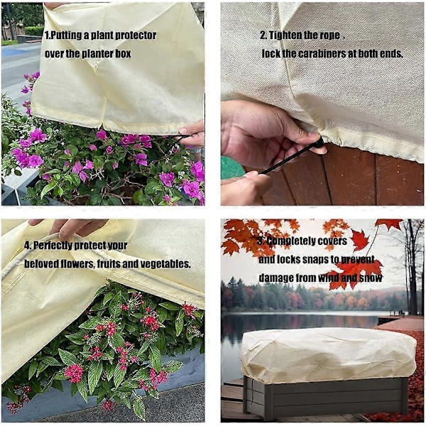 2 st Rektangulära Vinterskydd, Frostsäker Täckning för Blomlådor med Dragband 150*40*45cm
