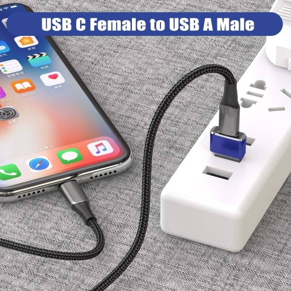 3-pak USB C Adapter, Type C Hun til USB A Han Opladerkabel Konverter til Apple Watch Ultra iWatch Series 8 7 9, iPhone 11 13 14 16 Plus Max Pro